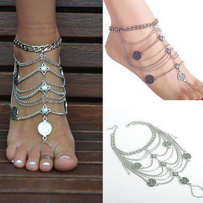 *Free Shipping* - *BOHEMIAN COLLECTION* Silver Foot Jewelry / Barefoot Sandal / Ankle Bracelet