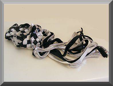 GORGEOUS BLACK AND WHITE SEQUIN TIE BELT
