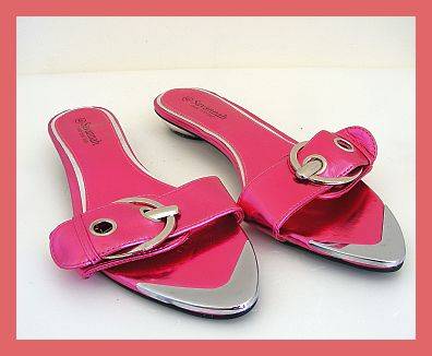 METALLIC PINK & SILVER SLIP ONS BY SAVANNAH - SIZE : 6