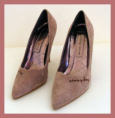 BEIGE SUEDE SISSY BOY PUMPS - SIZE: 8