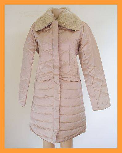 *Winter Promotion* - SIZE: LARGE - CHAMPAGNE KNEE LENGTH COAT WITH DETACHABLE FUR COLLAR