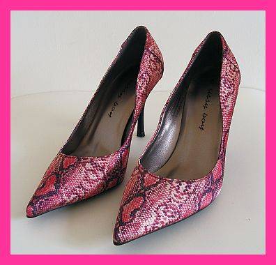 *R1* - SIZE: 5 - PINK SNAKE SKIN STILLETO COURT SHOES FROM SISSY BOY