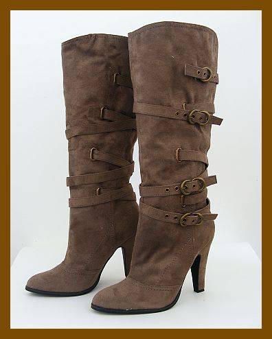 SIZE: 6 - TAUPE SUEDE BUCKLE UP BOOTS FROM ZOOM