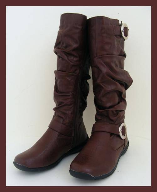 SIZE: 5 - BROWN FLAT SLOUCH BOOTS