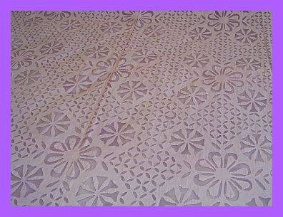 PALE PURPLE LACE CUT WORK COTTON BEDCOVER / QUILT - DOUBLE
