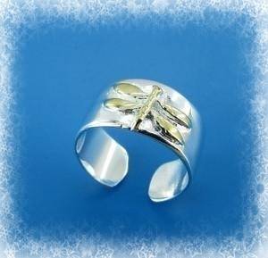 SILVER DRAGONFLY CUFF RING / TOE RING - SIZE: 6.5