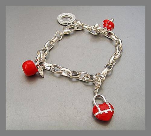 THOMAS SABO STYLE CHARM BRACELET - HEART, MUSHROOM & APPLE