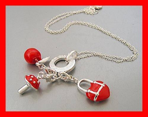 THOMAS SABO STYLE CHARM NECKLACE - HEART, MUSHROOM & APPLE