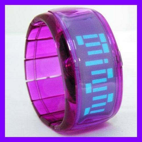 CLEAR ACRYLIC DIGITAL BRACELET WATCH