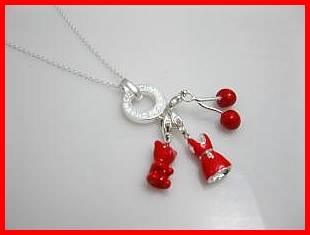 THOMAS SABO STYLE CHARM NECKLACE - DRESS, TEDDY BEAR, CHERRIES