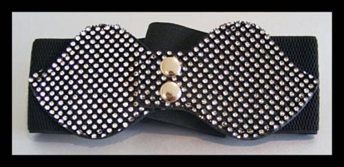 STUNNING BLACK WAIST BELT WITH DIAMANTE DETAIL