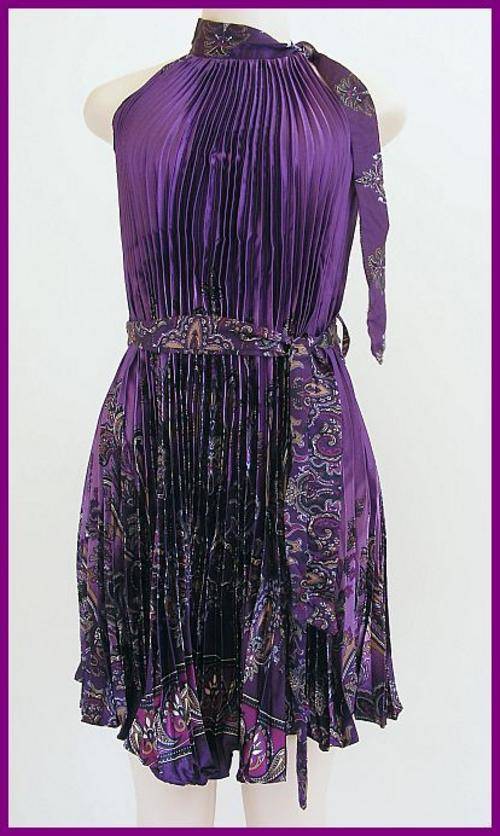 PURPLE THAI SILK PLEATED DRESS
