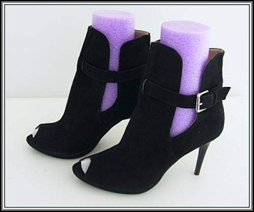 SIZE: 7 - BLACK SUEDE-TOUCH STILLETO HEEL
