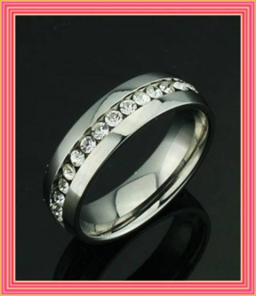 UNISEX STAINLESS STEEL CZ RING - SIZE: 9