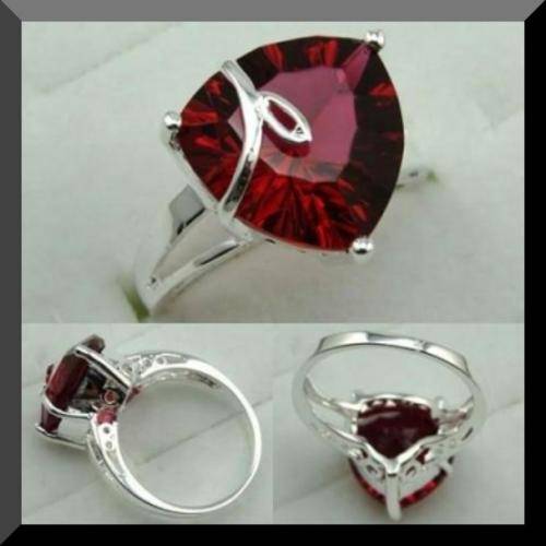 925 STERLING SILVER RED KUNZITE RING - SIZE: 8.2