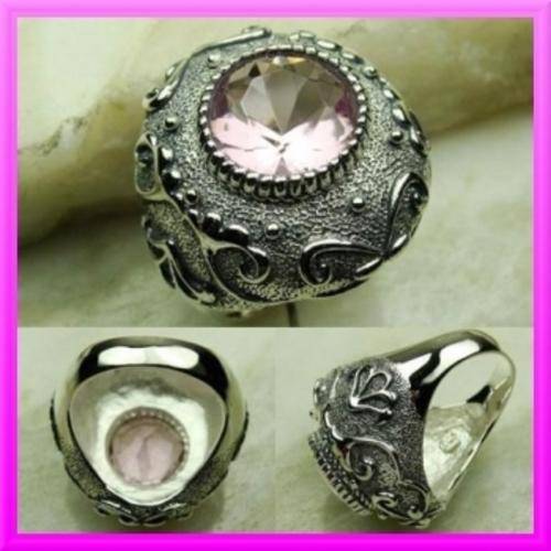 925 STERLING SILVER - PINK TOPAZ RING - SIZE : 8.5