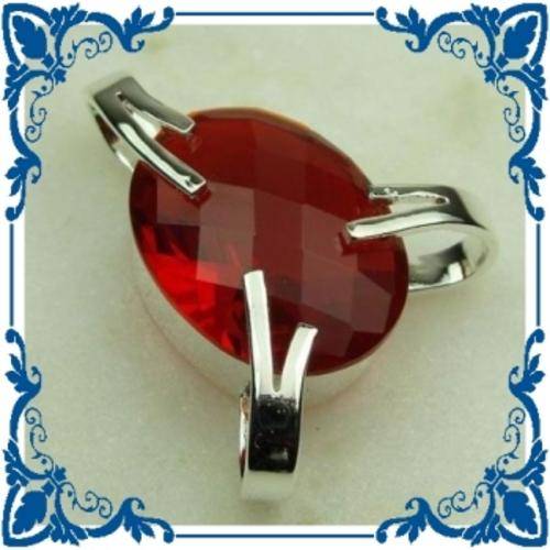 STERLING SILVER & RED KUNZITE PENDANT