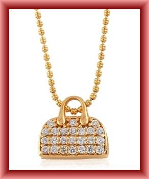 *Weekend Sale* - SUPER CUTE 18K GOLD EP CZ HANDBAG PENDANT & CHAIN