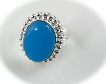 BABY BLUE CHALCEDONY 925 STERLING SILVER RING - SIZE : 7