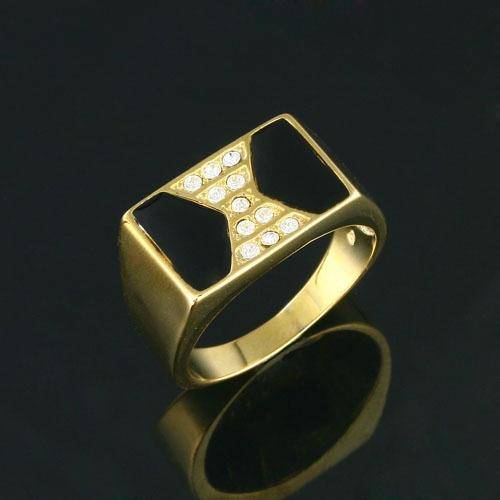 MENS 24KGP CLEAR CZ RING - SIZE 10