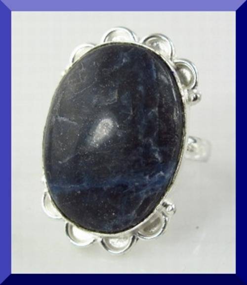 *R1* - NAVY BLUE SODALITE SILVER RING - SIZE : 7.75