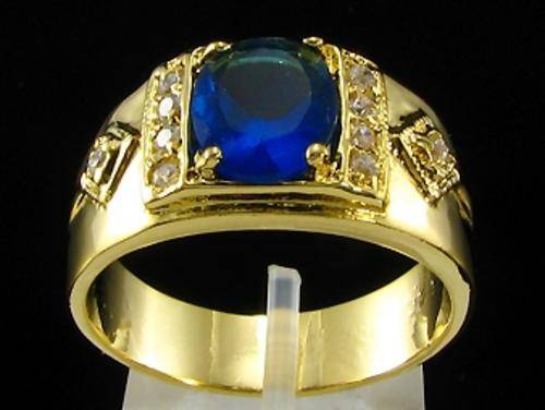 *R1* - MENS 18KGP SAPPHIRE RING - SIZE 8.5