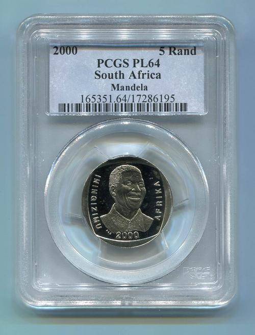 PL64  PROOF LIKE PL 64 PCGS  Graded Nelson Mandela SMILEY R5 2000 Coin