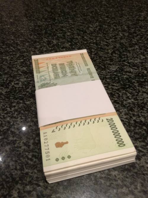 Zimbabwe notes - Crispy crispy notes - 20 Billion Stack, bid per note, AA Prefix