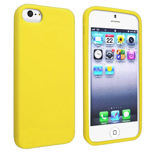 ** SILICONE GEL iPHONE 5 / 5S CASE / COVER - LEMON YELLOW **