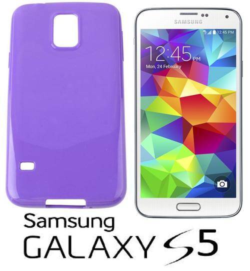 ** SAMSUNG GALAXY S5 GEL RUBBER SKIN CASE / COVER - PURPLE **