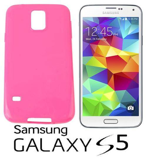 ** SAMSUNG GALAXY S5 GEL RUBBER SKIN CASE / COVER - PINK **