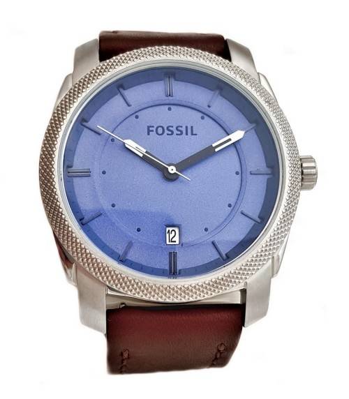 FOSSIL MACHINE STAINLESS STEEL WITH LEATHER STRAP MENS WATCH