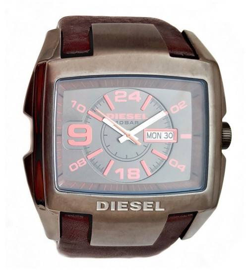 DIESEL BUGOUT STAINLESS STEEL WITH LEATHER STRAP MENS WATCH