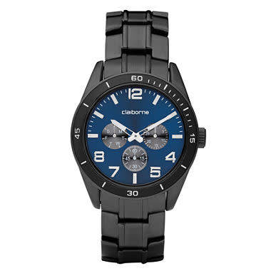 CLAIBORNE GUNMETAL STAINLESS STEEL MENS WATCH  (Clm1006)