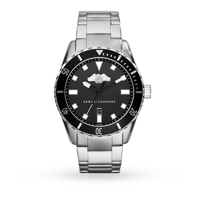 ARMANI EXCHANGE AX1709 BLACK FACE STAINLESS STEEL QUARTZ MEN WATCH