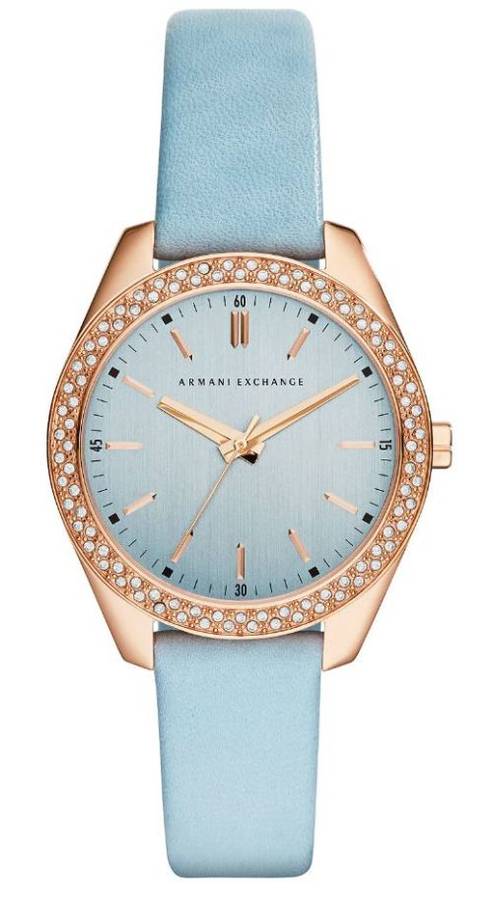 ARMANI EXCHANGE AX5522 BLUE DIAL LEATHER STRAP WOMENS WATCH