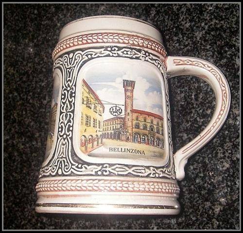 ** HANDGEMALT BEER TANKARD FROM ITALY - CIRCA 1960's **