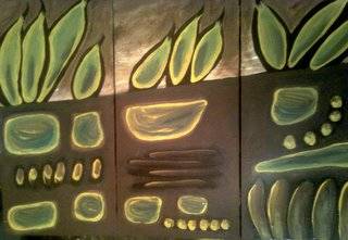 GARDENING ABSTRACT, original art by Mari Mackie, Blocked board, 3 Pieces each 300mm X 610mm, R950.00