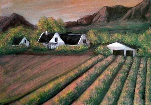 Landscape -  Original Mari Mackie - Wine Farm - 290 X 400mm