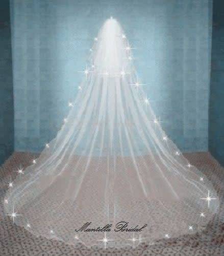 MANTILLA BRIDAL - 2.5m White 2 Tier Wedding Veil with Rhinestones and Comb
