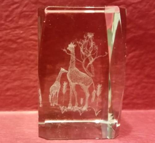 UNIQUE & RARE has on offer a Glass "BUBBLEGRAM" - Giraffe Grazing in theTrees