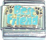 Italian Charms 9mm - Fits Nomination - Enamel -  BEST FRIEND WITH PAW PRINTS