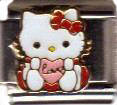 Italian Charms 9mm - Fits Nomination - Enamel - KITTY WITH HEART