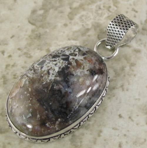 ENCHANTING BROWN LANDSCAPE JASPER NATURAL GEMSTONE 925 SILVER PENDANT 2" - 5112