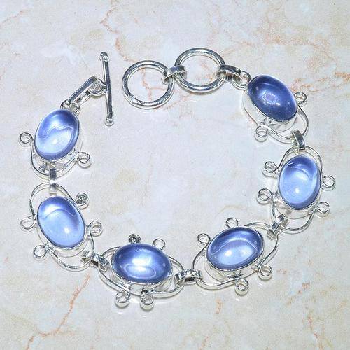 TOTALLY MIND BLOWING CR BLUE SAPPHIRE GEMSTONE 925 SILVER BRACELET 7.25-7.75" - E12079 J13