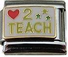 Italian Charms - Fits All 9mm Modular Bracelets - Enamel - HEART TO TEACH