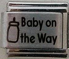 Italian Charms - Fits All 9mm Modular Bracelets - Laser - BABY ON THE WAY