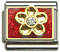 Italian Charms - Fits All 9mm Modular Bracelets - Enamel -  CRYSTAL FLOWER ON RED ENAMEL (D)