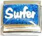 Italian Charms - Fits All 9mm Modular Bracelets - Enamel -  WORD SURFER (N)