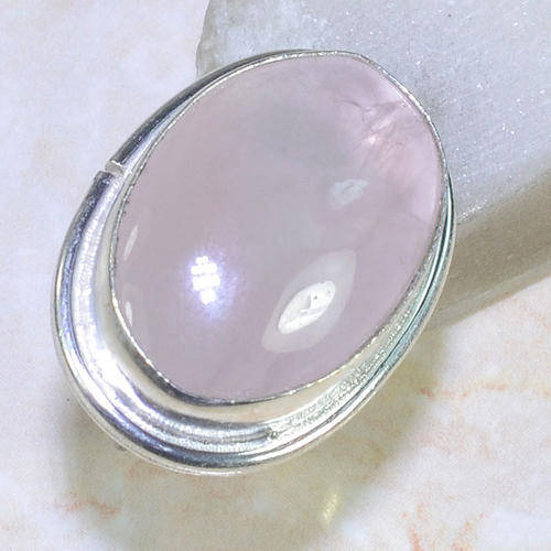 DELIGHTFUL ROSE QUARTZ NATURAL GEMSTONE 925 SILVER RING #8